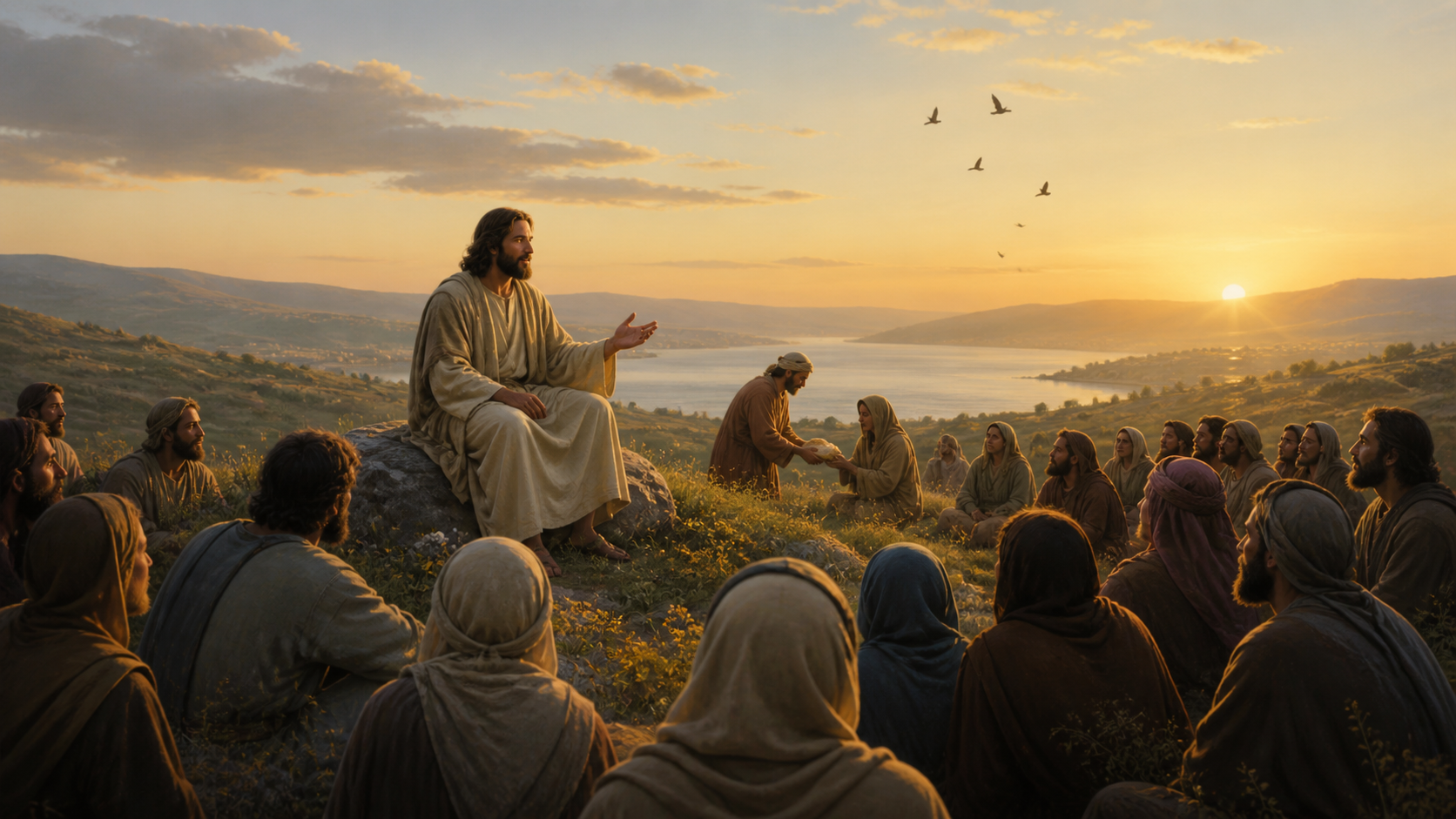 Jesus ensinando sobre oração e confiança no Sermão da Montanha