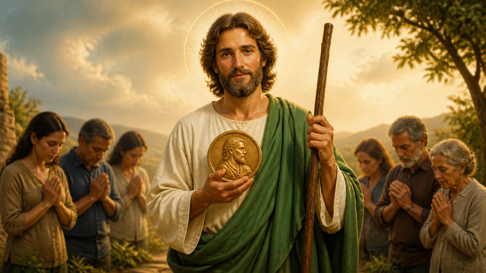 São Judas Tadeu intercedendo por pessoas em oração