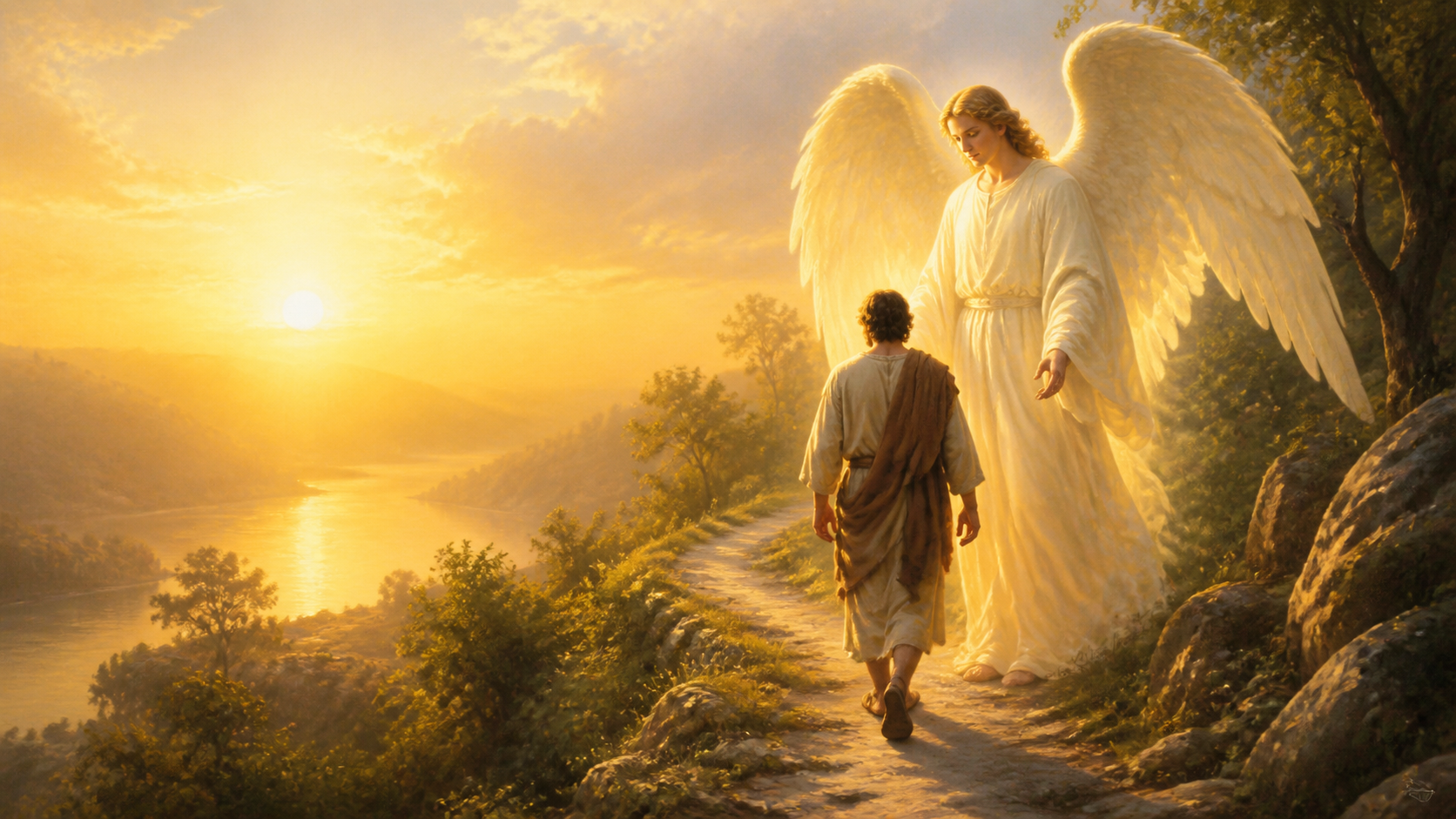 Anjo da Guarda acompanhando uma pessoa em seu caminho