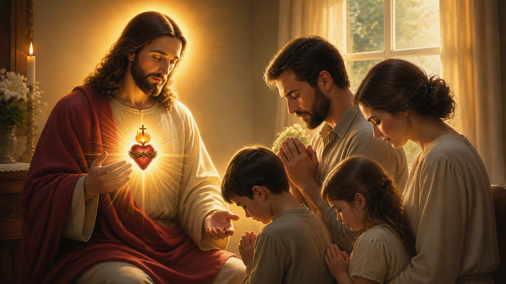 Família consagrada ao Sagrado Coração de Jesus