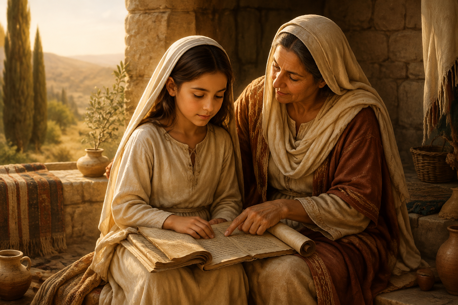 Sant’Ana ensinando as Escrituras à jovem Maria