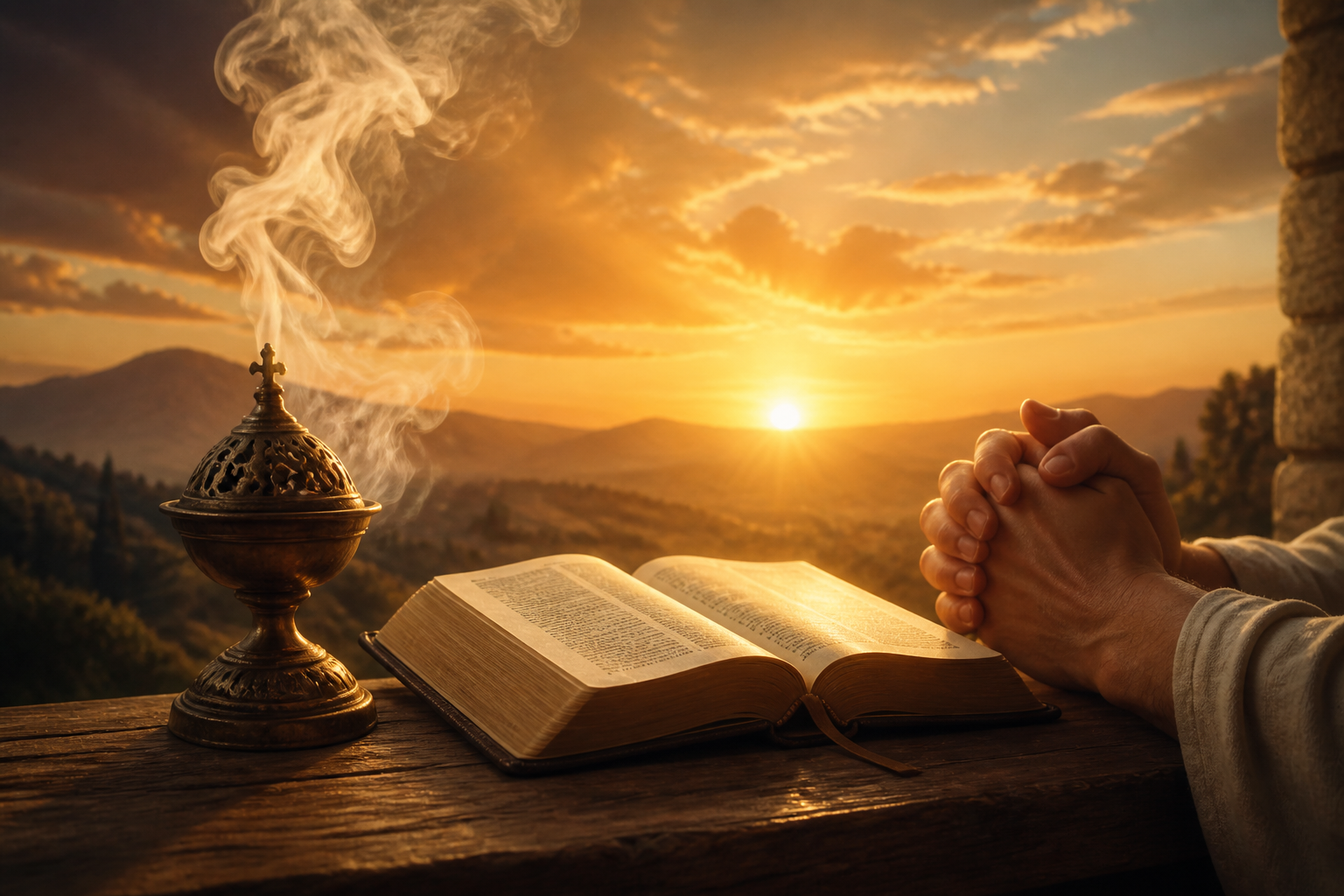 Bíblia, incenso e oração inspirados no Salmo 141