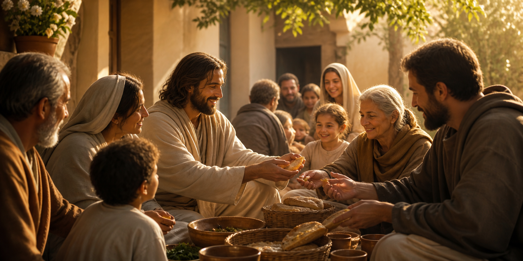 Comunidade cristã partilhando pão e cuidado